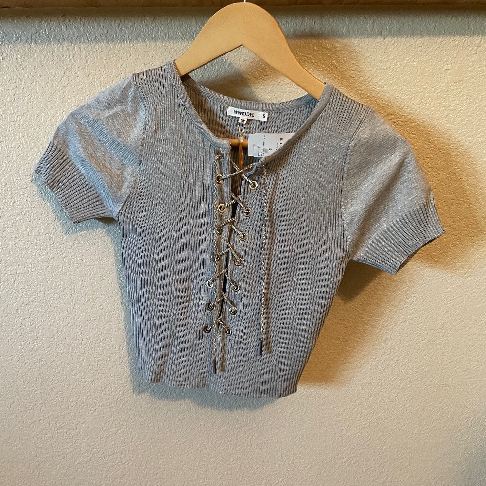 Sparkly Lace up Top